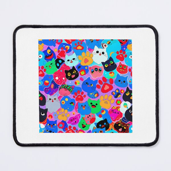 Item preview, Rainbow Kawaii Cat Pattern Cute Colorful Cats And Paw Prints Art designed and sold by Madrigalleryp.