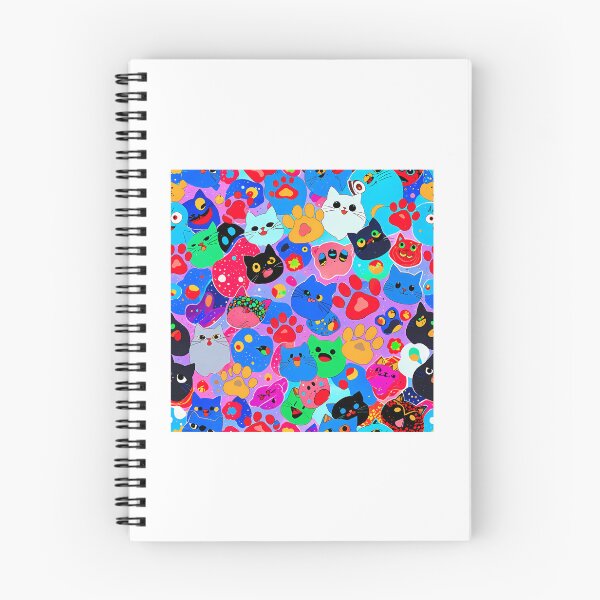 Item preview, Rainbow Kawaii Cat Pattern  Cute Colorful Cats And Paw Prints Art designed and sold by Madrigalleryp.