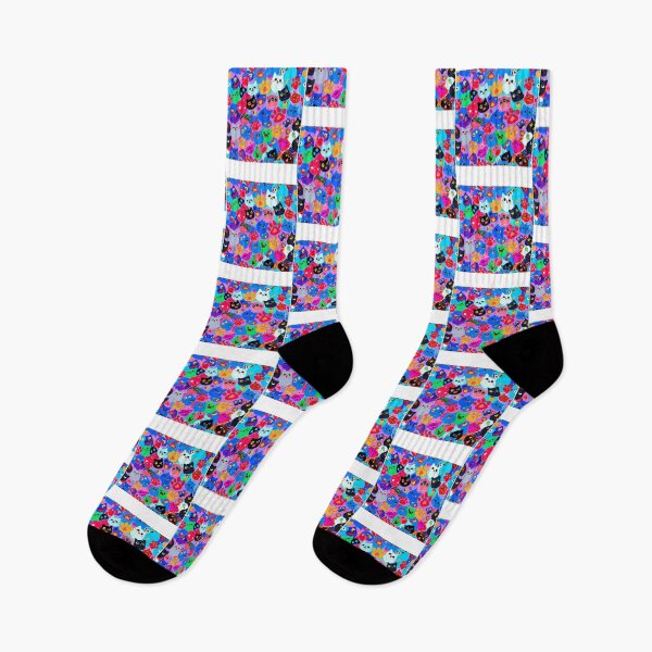 Item preview, Rainbow Kawaii Cat Pattern  Cute Colorful Cats And Paw Prints Art designed and sold by Madrigalleryp.