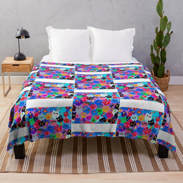 Item preview, Rainbow Kawaii Cat Pattern  Cute Colorful Cats And Paw Prints Art designed and sold by Madrigalleryp.