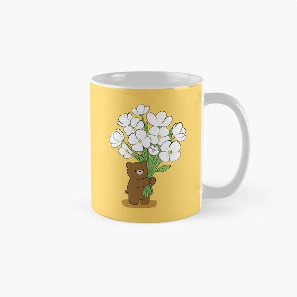Item preview, Little Bear with a Bouquet of Flowers - Yellow background designed and sold by PlainMaddiShop.