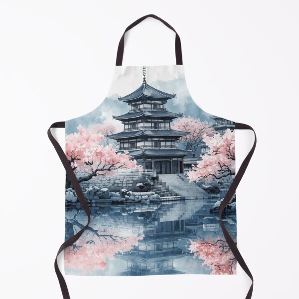 Item preview, Japanese Pagoda Reflection Cherry Blossom Watercolor — Sakura Temple Art designed and sold by LYAN-STORE.