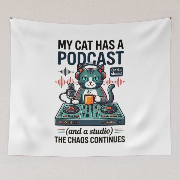 Item preview, My Cat Has A Podcast DJ Studio Music Cat designed and sold by Pyt27.