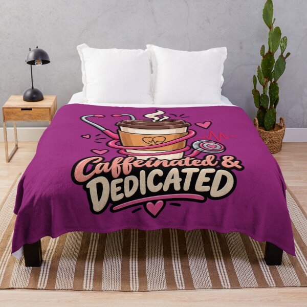 Item preview, Caffeinated And Dedicated Funny Nurse Coffee Stethoscope designed and sold by CrazySzoopWorld.