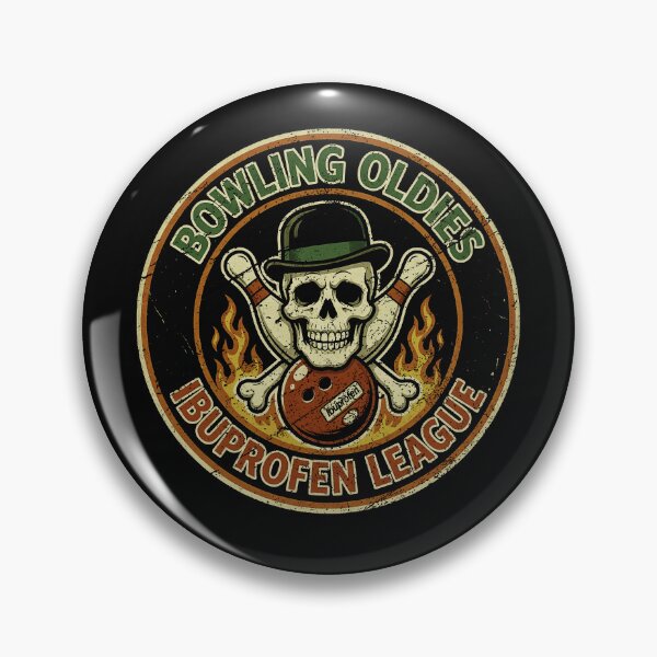 Item preview, Bowling Oldies Ibuprofen League Vintage Skull Bowler Design designed and sold by GiftsProShop.
