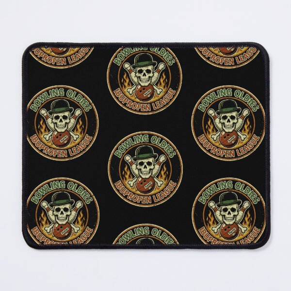 Item preview, Bowling Oldies Ibuprofen League Vintage Skull Bowler Design designed and sold by GiftsProShop.