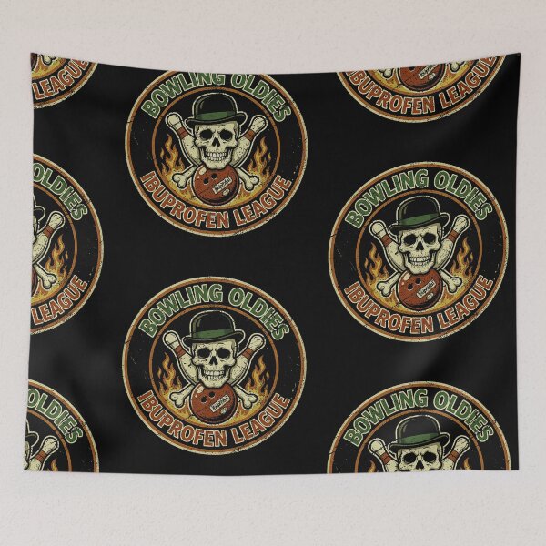 Item preview, Bowling Oldies Ibuprofen League Vintage Skull Bowler Design designed and sold by GiftsProShop.