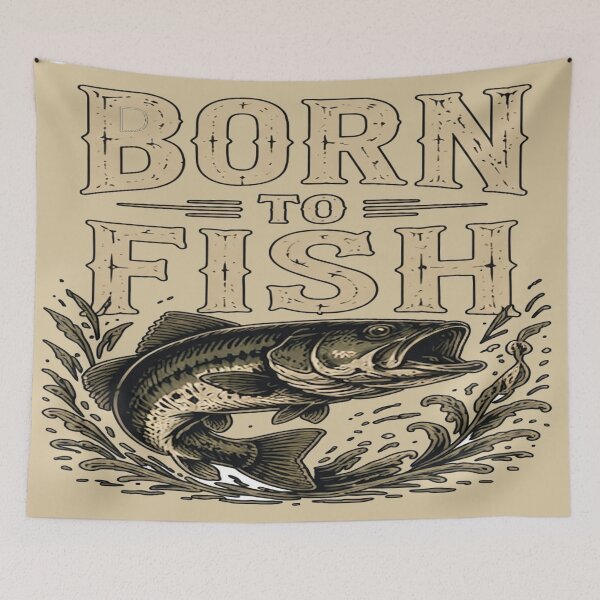 Item preview, Born To Fish Forced To Work Vintage Bass Emblem designed and sold by FABIOLA1970.