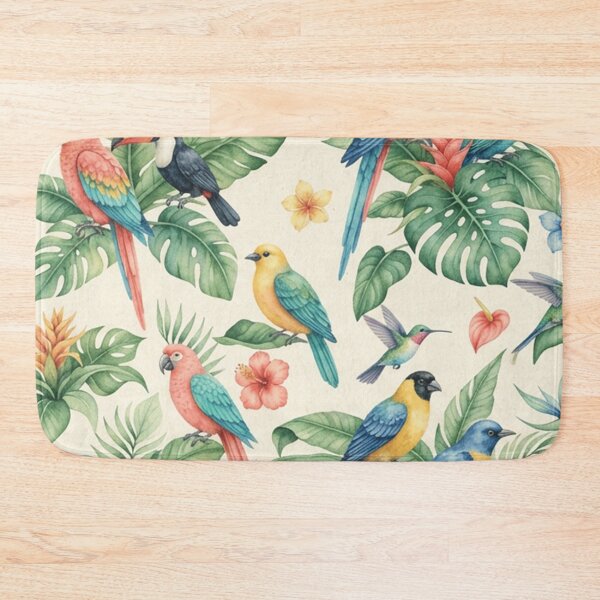 Item preview, Colorful Tropical Parrots and Leaves Pattern designed and sold by SassyArtistry.