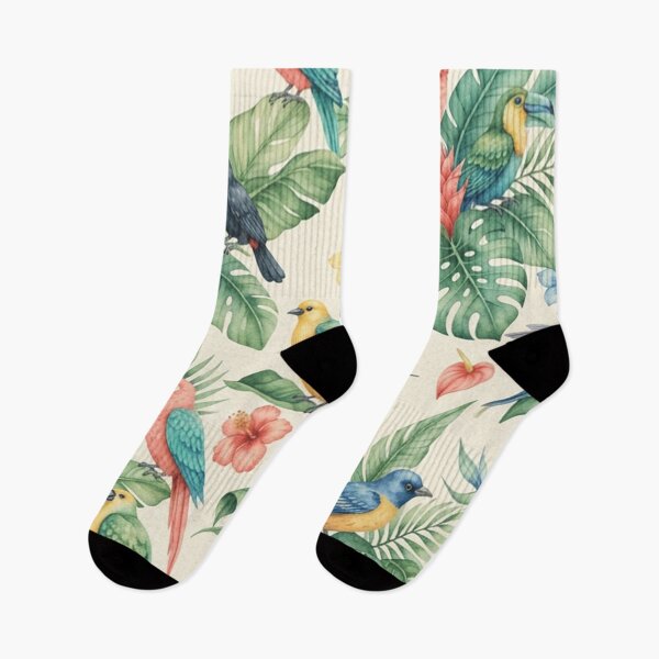 Item preview, Colorful Tropical Parrots and Leaves Pattern designed and sold by SassyArtistry.