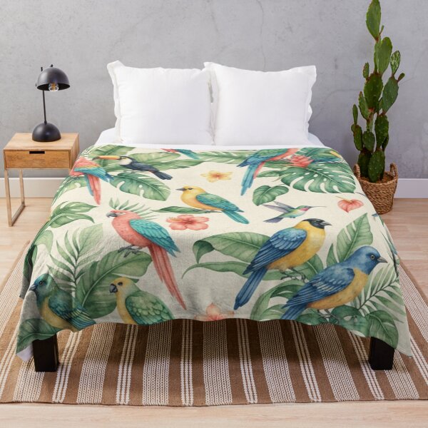 Item preview, Colorful Tropical Parrots and Leaves Pattern designed and sold by SassyArtistry.
