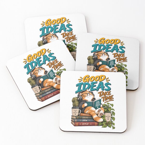 Item preview, Good Ideas Take Time Funny Cat Reading Books Motivational Design designed and sold by BDLuck2021.
