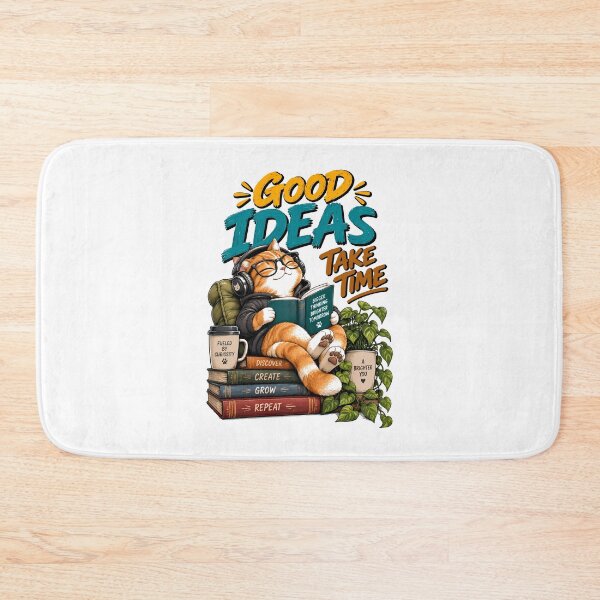 Item preview, Good Ideas Take Time Funny Cat Reading Books Motivational Design designed and sold by BDLuck2021.