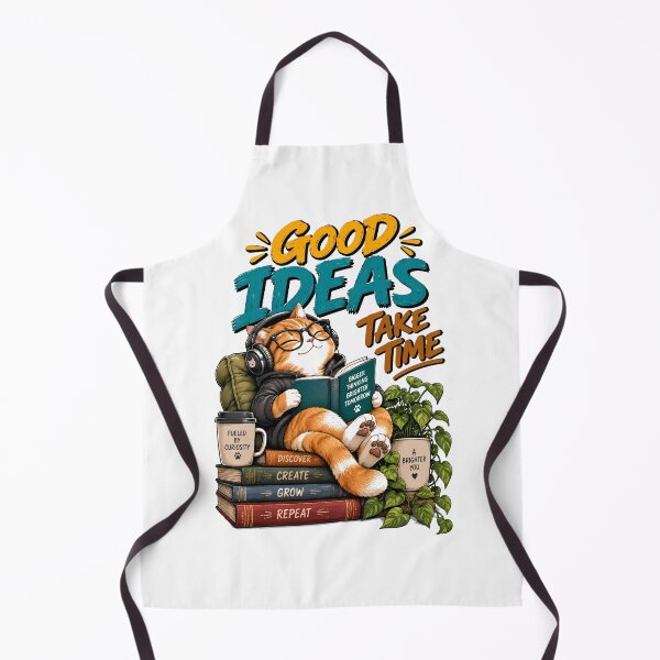 Item preview, Good Ideas Take Time Funny Cat Reading Books Motivational Design designed and sold by BDLuck2021.