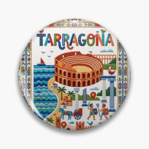 Item preview, Tarragona Spain Roman Amphitheatre Embroidered Travel Illustration designed and sold by Witsprings.