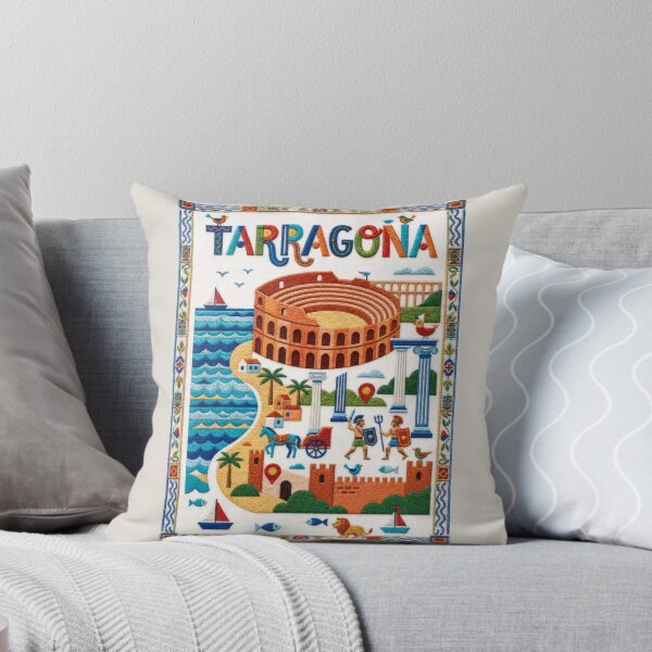 Item preview, Tarragona Spain Roman Amphitheatre Embroidered Travel Illustration designed and sold by Witsprings.