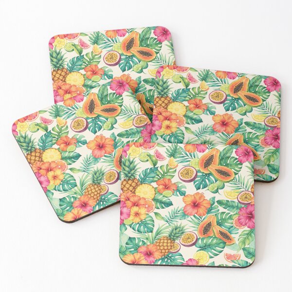 Item preview, Tropical Papaya Pineapple Floral Pattern designed and sold by SassyArtistry.