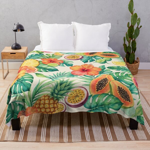 Item preview, Tropical Papaya Pineapple Floral Pattern designed and sold by SassyArtistry.