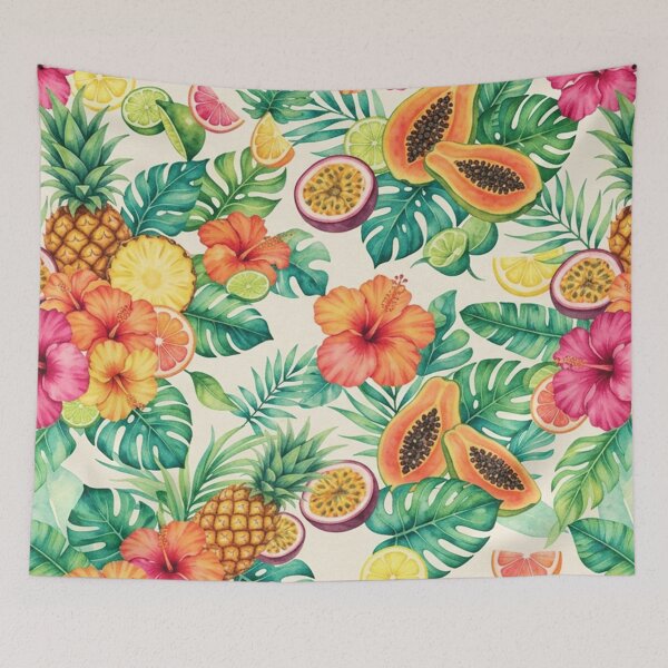 Item preview, Tropical Papaya Pineapple Floral Pattern designed and sold by SassyArtistry.