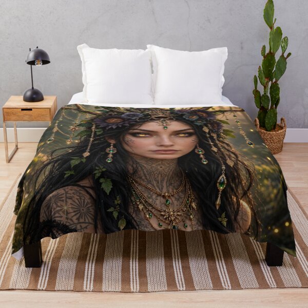 Item preview, Emerald Antler Queen | Enchanted Forest Goddess Fantasy Art designed and sold by Alcyone-Blue.