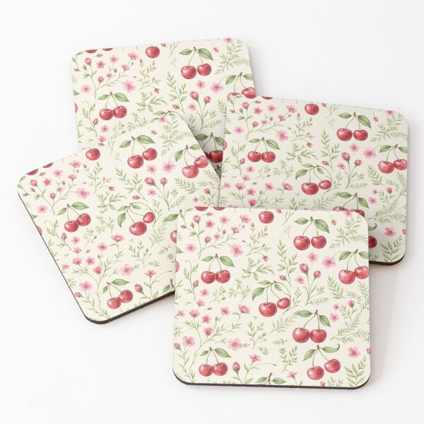 Item preview, Watercolor Cherry Floral Botanical Pattern designed and sold by SassyArtistry.