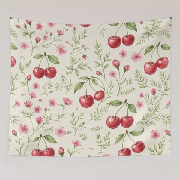 Item preview, Watercolor Cherry Floral Botanical Pattern designed and sold by SassyArtistry.