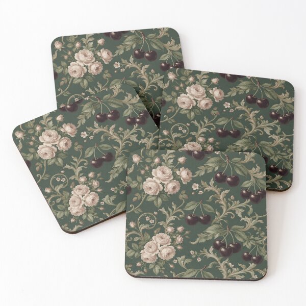 Item preview, Vintage Black Cherry Floral Pattern designed and sold by SassyArtistry.
