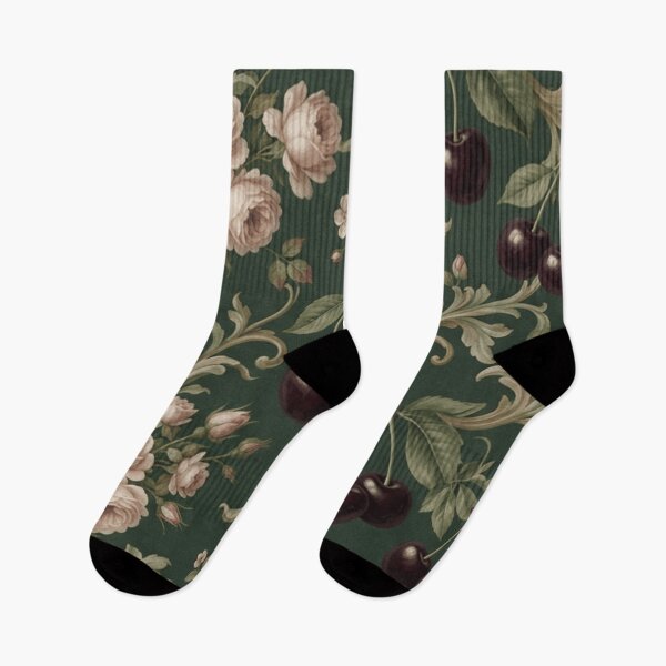 Item preview, Vintage Black Cherry Floral Pattern designed and sold by SassyArtistry.