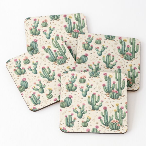 Item preview, Vintage Flowering Cactus Desert Pattern designed and sold by SassyArtistry.