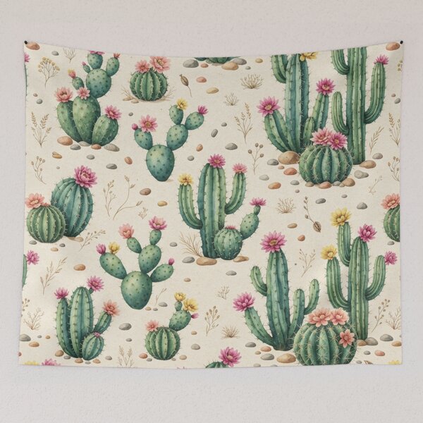 Item preview, Vintage Flowering Cactus Desert Pattern designed and sold by SassyArtistry.