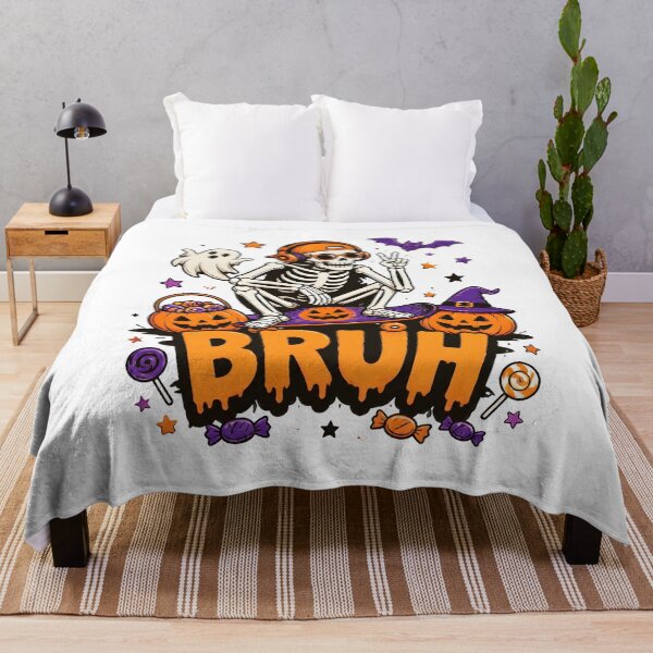 Item preview, Skeleton Skateboarding Pumpkin Halloween Bruh Funny designed and sold by Dmo3HarkoArt.