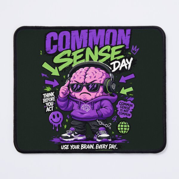 Item preview, Cool Brain Character Common Sense Day Streetwear designed and sold by CloudyCatArt.