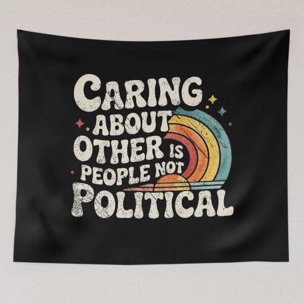 Item preview, Caring About Other People Is Not Political Vintage Retro Rainbow Design designed and sold by luffyShop1.