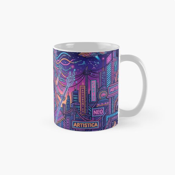 Item preview, Title: Cyber Dharma - Futuristic Cyberpunk Madhubani Goddess Art designed and sold by robertronda1.
