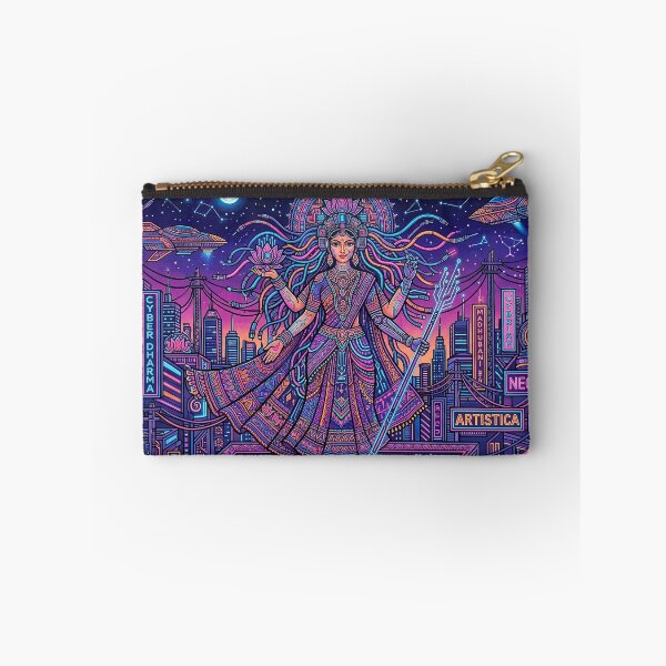 Item preview, Title: Cyber Dharma - Futuristic Cyberpunk Madhubani Goddess Art designed and sold by robertronda1.