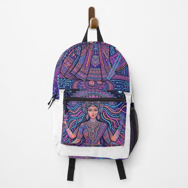 Item preview, Title: Cyber Dharma - Futuristic Cyberpunk Madhubani Goddess Art designed and sold by robertronda1.