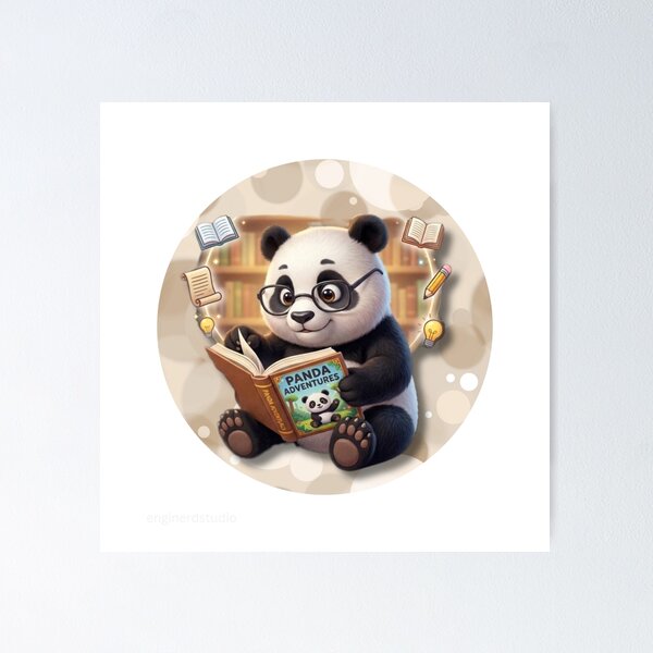 Item preview, Cute Panda Reading Book Library Animal Lover designed and sold by EnginerdStudio.