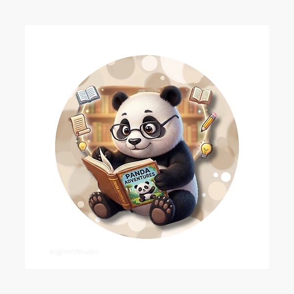 Item preview, Cute Panda Reading Book Library Animal Lover designed and sold by EnginerdStudio.