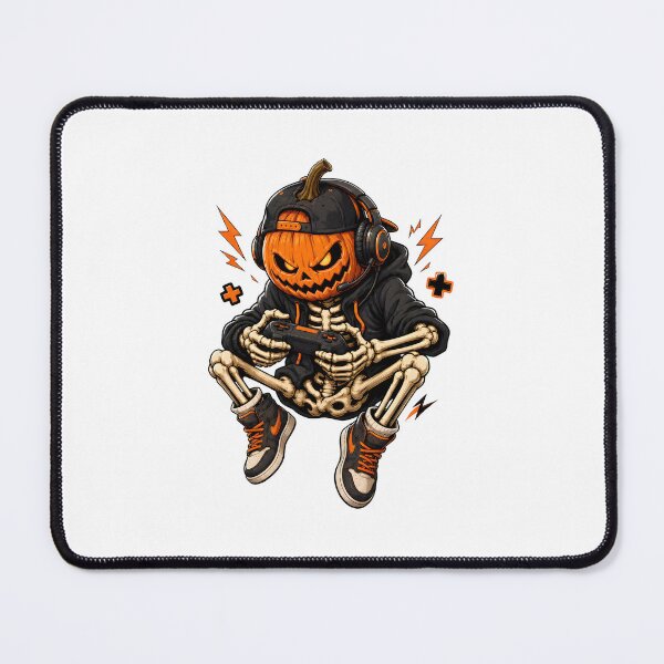 Item preview, Spooky Gamer Skeleton Pumpkin Head Headphones Controller designed and sold by Dmo3HarkoArt.