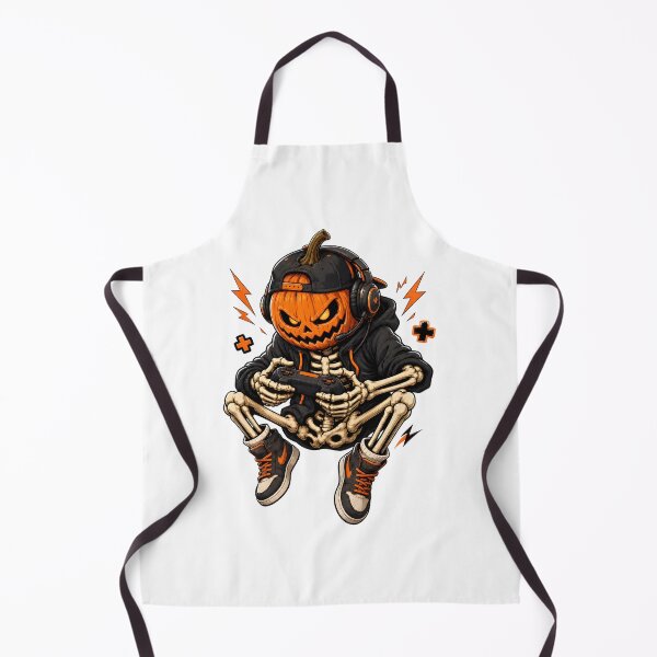Item preview, Spooky Gamer Skeleton Pumpkin Head Headphones Controller designed and sold by Dmo3HarkoArt.