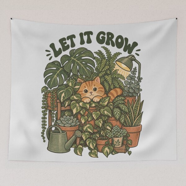 Item preview, Let It Grow Cat Plant Mum Cosy Houseplant Art Simple Shirt for 30s designed and sold by Yellowriversss.