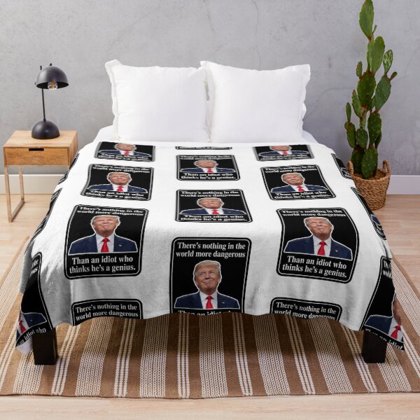 Item preview, Idiot Who Thinks Hes A Genius Anti Trump Political Satire Sarcastic Quote Bumper Graphic designed and sold by raedattia.