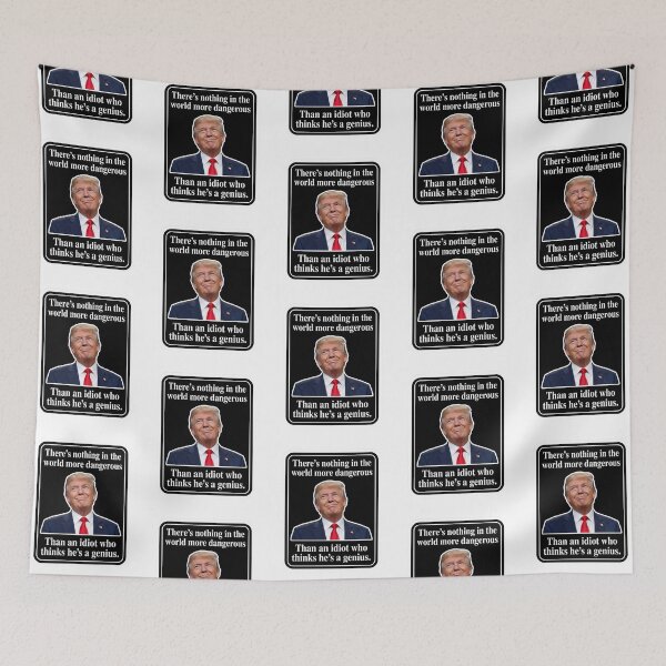 Item preview, Idiot Who Thinks Hes A Genius Anti Trump Political Satire Sarcastic Quote Bumper Graphic    designed and sold by raedattia.