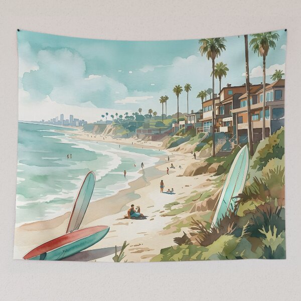 Item preview, Malibu California Travel Poster – Coastal Wall Art USA designed and sold by POSTERIOCREW.