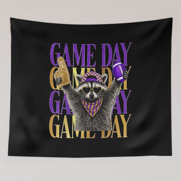Item preview, Raccoon Football Game Day Touchdown Team Spirit Purple Gold  designed and sold by BancaJone.
