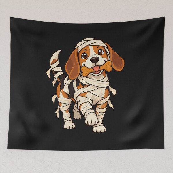 Item preview, Mummy Beagle with Bone Treat – Cute Halloween Puppy designed and sold by Thaivi Design.