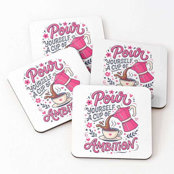 Item preview, Pour Yourself A Cup Of Ambition Pink Coffee Pot Motivational Quote Fan Apparel designed and sold by Sendowart.