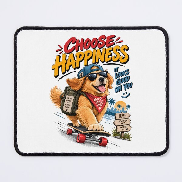 Item preview, Choose Happiness Funny Adventure Dog Skateboarding Good Vibes Design designed and sold by BDLuck2021.