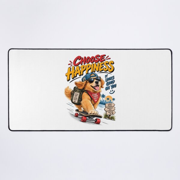 Item preview, Choose Happiness Funny Adventure Dog Skateboarding Good Vibes Design designed and sold by BDLuck2021.