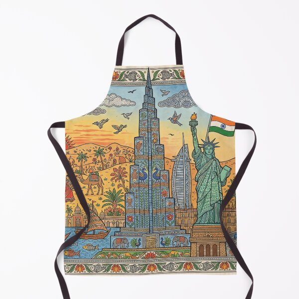 Item preview, Global Horizons - Burj Khalifa & World Landmarks Madhubani Fusion designed and sold by robertronda1.